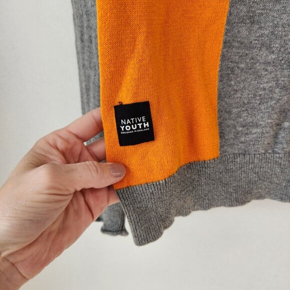 Native Youth Men's V-Neck Sweater 100% Cotton Colorblocked Career Men's S - Picture 3 of 5